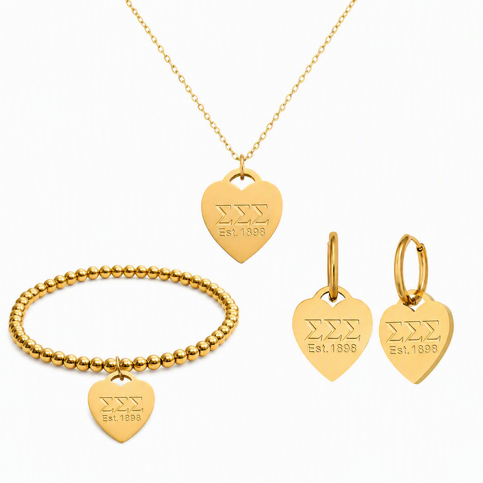 Sigma Sigma Sigma Heart Tag Jewelry Set