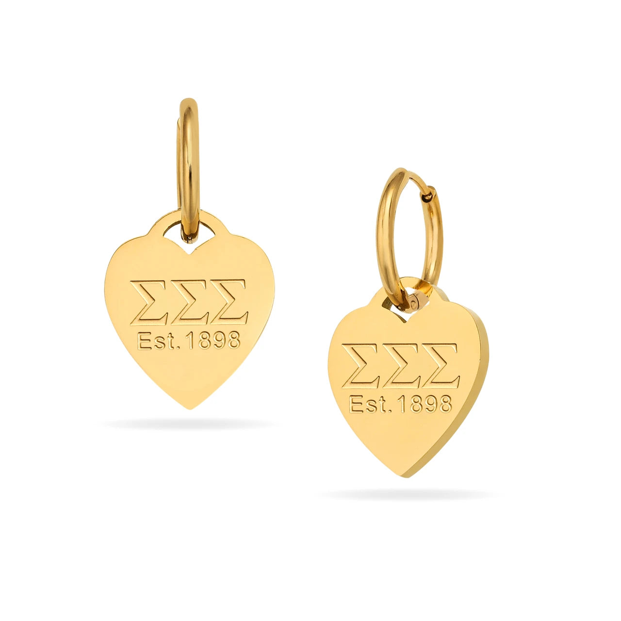 Sigma Sigma Sigma - Heart Tag Huggie Hoop Earrings