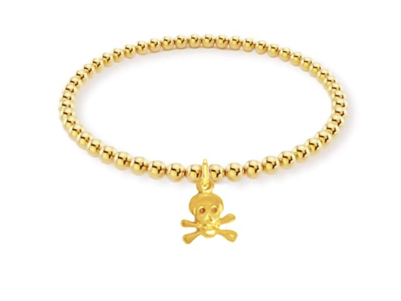 Sigma Sigma Sigma Gold Bead Bracelet w/ Skull & Crossbones
