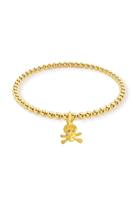 Sigma Sigma Sigma Gold Bead Bracelet w/ Skull & Crossbones
