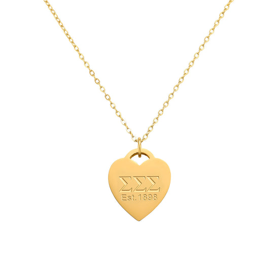Sigma Sigma Sigma - Heart Tag Necklace